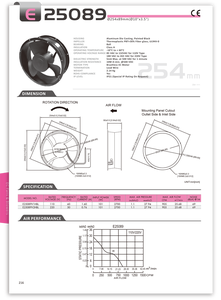 Ventilador axial de CC de bajo consumo E25089 110V 220V 250*89mm, tipo de montaje para uso en ventilación. - Product Image 2