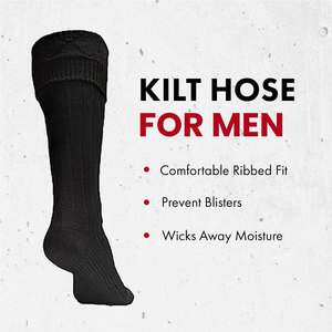 Chaussettes écossaises traditionnelles à motif côtelé pour kilts en tartan, confortables et en tissu doux - Product Image 2
