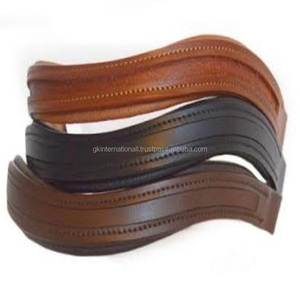 Empty Cahnnel Black Havana <b>Brown</b> & <b>Tan</b> Genuine Leather Horse Brow Band With extra Soft Cow Padding and Durable Stitching - Product Image 3