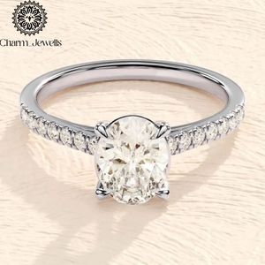 Bague de fiançailles Charm_Jewells pour femme en argent plaqué or 18 carats avec moissanite taille coussin, sertissage à griffes, style classique, certifiée IGI, 3g - Product Image 6