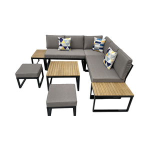 SF00102 TEXAS Luxury Modern Acacia Wood Steel L-Sectional Outdoor <b>Sofa</b> Set CD 230gr <b>Cushion</b> Living Room Hotels <b>Gardens</b> Patios - Product Image 1