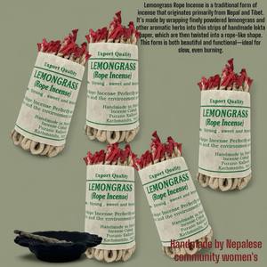 Handmade In Nepal Export Quality Tibetan Lemongrass <b>Rope</b> Incense Set of 4 Natural Sweet Lemony Fragrance Lokta Paper Incense - Product Image 5