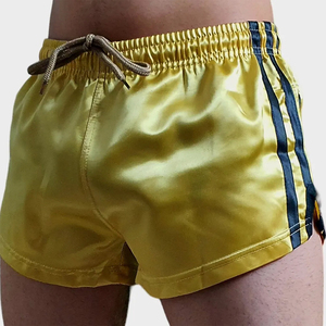 Best Selling Nylon Summer <b>Shorts</b> For <b>Men</b> <b>Yellow</b> Color Elastic Waist Running Gym Fitness Casual <b>Shorts</b> For Adult <b>Men</b> - Product Image 6