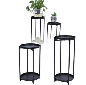 Support à plantes en métal à deux niveaux, étagère haute pour intérieur et extérieur, élégante, robuste, décorative, organisateur d'affichage pour la maison et le jardin - Product Image 1