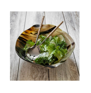 Bol à salade et à fruits vintage en corne de buffle sculptée, vaisselle indienne en corne, idéal pour les cadeaux d'affaires - Product Image 1