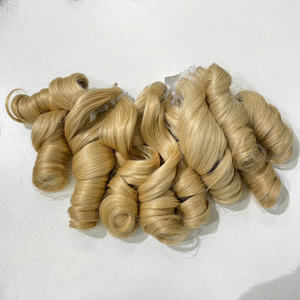 Cheveux vierges bruts vietnamiens de qualité supérieure, boucles rebondissantes rapides, couleur blonde, soyeux, tissage à double trame machine - Product Image 3