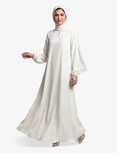 Conjunto de Abaya SERENITY para Mujeres Musulmanas, Modesto, Natural, Sencillo para el Día a Día, Color Blanco Saudí, Fibra de Poliéster Sólida, Manga Larga, Largo hasta el Suelo - Product Image 1