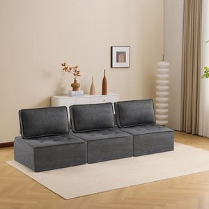 Dark Gray Linen <b>Wooden</b> Frame <b>Sofa</b> Versatile & Customizable for Small Apartment Living Room Needs - Product Image 4
