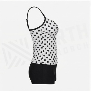 Women's Polka Dot 2 Piece Tankini Set With <b>Crossed</b> Halter <b>Top</b> And Shorts Stretch Swimwear - Product Image 3