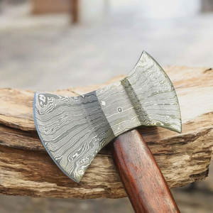 Damascus Double Head <b>Axe</b> Handcrafted Pattern Steel Heavy Duty Outdoor <b>Wood</b> <b>Chopping</b> Camping Hunting Tool - Product Image 2