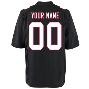 Custom American Football Jersey Unisex V-Neck Short Sleeve Black White Red Numbers Moisture Wicking Sublimation Printed - Product Image 3