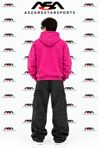 Sweat-shirt à capuche zippé surdimensionné pour homme, style streetwear, avec impression graphique personnalisée, effet vieilli et détails en strass - Product Image 3