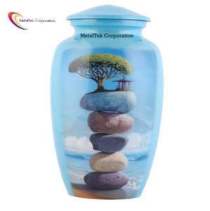 Nouvelles urnes funéraires classiques à motif pierre, personnalisables, nouveau design, fournitures funéraires, urnes commémoratives en aluminium pour cendres d'adultes - Product Image 2