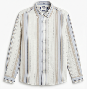 Camisas Casuales de Verano para Hombre Enovate, Diseño Poppy a Rayas, Lino/Algodón, Manga Larga, Doble Botonadura, Transpirables, ODM - Product Image 1