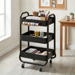 Carro de herramientas de utilidad rodante de metal resistente de 3 niveles al por mayor - Product Image 4