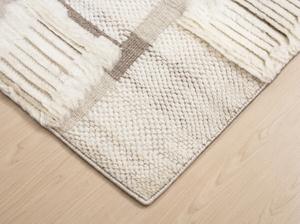 Alfombra de Lana Anudada a Mano, Alfombra Moderna con Textura de Patchwork, Alfombra de Diseño Neutral Hecha a Mano para Sala de Estar - Product Image 3