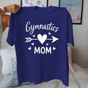 Gymnastique décontractée maman avec coeurs imprimé confort Fit 100% coton t-shirt femme tissu tricoté - Product Image 4