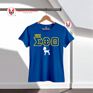 เสื้อปักลายซิกมาแกมมาโรสำหรับผู้หญิง |   เสื้อยืดลำลองผ้าฝ้ายออร์แกนิคสำหรับฤดูร้อน ดีไซน์แบบดั้งเดิม แฟชั่นดีไซเนอร์ ผ้าไม่ยับ - Product Image 4