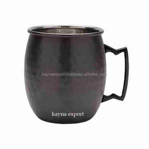 Nouveau noir brillant fini cuivre tasse argent brillant poignée martelé conception écologique 101-200mL capacité couverture pour barre/comptoir - Product Image 2