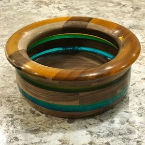 Natural wood and <b>epoxy</b> bowl handmade rustic wooden fruit serving bowl decorative kitchen <b>table</b> centerpiece - Product Image 5