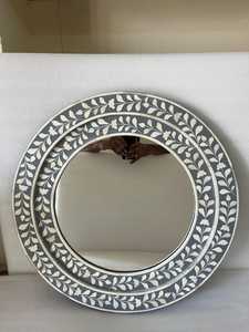 Handcrafted bone inlay <b>mirror</b> frame featuring intricate patterns, timeless elegance, and artisan charm. - Product Image 1