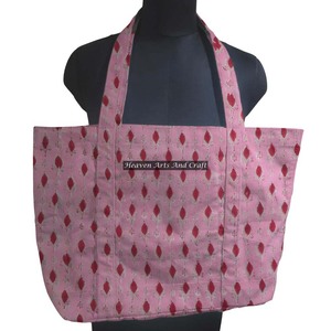 Sac à provisions pour femmes imprimé en bloc complet personnalisé sac imprimé en toile de coton pour femmes - Product Image 1