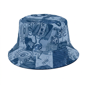 Blue <b>Abstract</b> Pattern Bucket Hat Unisex Casual Spring Summer Polyester <b>Canvas</b> Digital <b>Printing</b> - Product Image 1