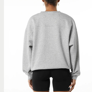 Sweat-shirt surdimensionné en molleton de coton épais à col rond, délavé à l'acide, personnalisé pour femme - Product Image 5