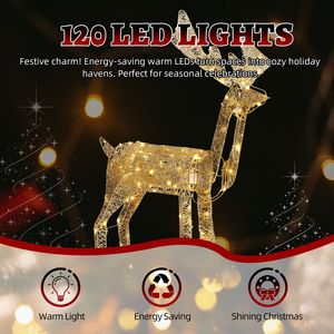 Renna Motorizzata da 1,1 m con Testa Oscillante e 120 Luci LED Bianche Calde per Decorazioni Natalizie da Esterno - Product Image 2