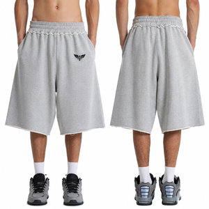 Shorts amples en molleton pour homme, coupe décontractée, style streetwear, longs bermudas en molleton - Product Image 1