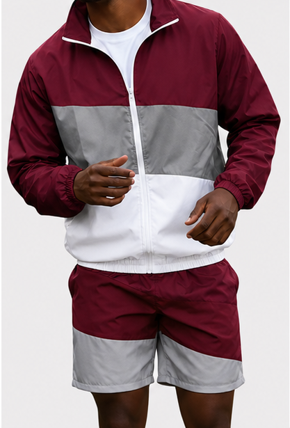 Burgundy / Silver Gray / White