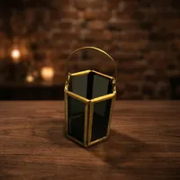 Lampu Lilin Votive Kaca Hitam Mini Berkualitas Tinggi Buatan Tangan ARTISAN DESIGN, Hiasan Meja Gantung Dekoratif untuk Rumah