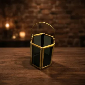 ARTISAN DESIGN Handmade High Quality <b>Mini</b> Black Glass Votive <b>Lantern</b> Candle Holder Hanging Tabletop Decorative Irregular Shape - Product Image 4