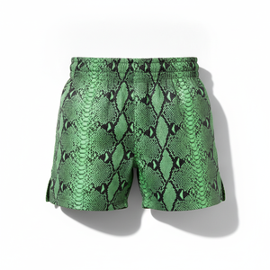 Shorts Premium Vert Imprimé Serpent Coupe Classique Extensible Polyester Tenue Arts Martiaux Taille Adulte - Product Image 3