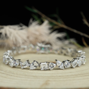 กำไลข้อมือเพชรโมอิสซาไนต์ทรงหลากหลาย S925 กำไลข้อมือสำหรับงานแต่งงาน กำไลข้อมือเพชรหรูหราทรงผสมผสาน ของขวัญสำหรับเจ้าสาว - Product Image 6