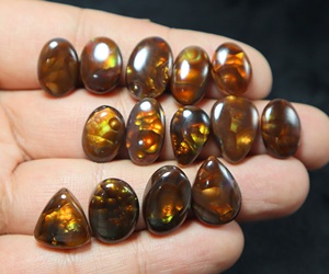 Natural <b>Mexican</b> Fire Agate Smooth Cabochon Mix Shape Fire Agate Loose Gemstones Wholesale for Jewelry Making - Product Image 5
