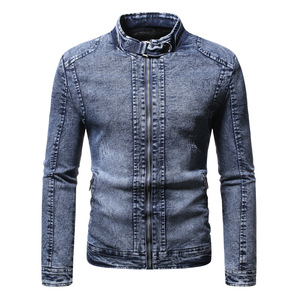 <b>Custom</b> Fleece Stand Collar <b>Denim</b> <b>Jacket</b> Men Men's <b>Jackets</b> - Product Image 2