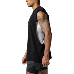 <b>Men's</b> Dark Green Sleeveless Tank Top O-Neck Solid Color Knitted Breathable Casual <b>Vest</b> - Product Image 2