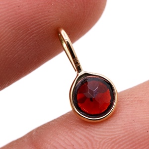 Natural Red Garnet 14K <b>Solid</b> <b>Gold</b> Bezel Solitaire Pendant | Dainty Gemstone <b>Charm</b> Fine Jewelry Gift for Women - Product Image 6