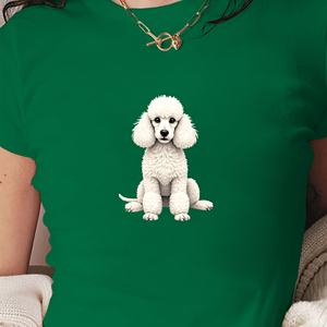 เสื้อยืดแขนสั้นผู้หญิงพิมพ์ลายพุดเดิ้ลสีขาวทรงเข้ารูป Y2K - Product Image 2