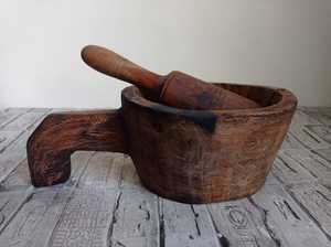 Ensemble mortier et pilon en bois, fabriqué à la main pour broyer les herbes et les épices, outil manuel durable, outil de broyage d'herbes et d'épices, mortier en bois - Product Image 2