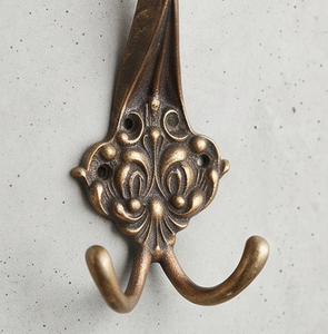 Antique Brass Wall <b>Hook</b> For Clothing Storage Rust Resistant Metal Display Door Hanger Single <b>Hook</b> <b>With</b> Ornate Design - Product Image 2