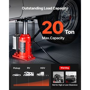 Martinetto Idraulico Pneumatico/Manuale da 20 Tonnellate, Capacità 10.2'', Altezza di Sollevamento 19.5'', Resistente, Saldato, Capacità 44092 Libbre - Product Image 6
