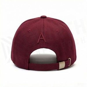 Maroon 6-Panel <b>Baseball</b> <b>Cap</b> With Embroidered Letter A Front Logo Unisex Fitted Casual Hat - Product Image 2