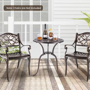 Tavolo da Bistrot Rotondo in Alluminio Pressofuso da 24 Pollici con Foro per Ombrellone da 2 Pollici per Ambienti Esterni - Product Image 3