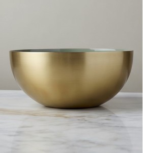 Bol de service fantaisie en émail plaqué or en aluminium Bol à fruits en émail de marque de luxe Élégant bol à salade moderne de haute qualité - Product Image 6