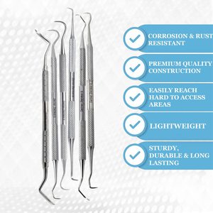 Professional 6 Pieces Dental Tartar Scraper Tool Kit | Double Ended Plaque Remover & Tooth Cleaning Pick Set for Home Use - Product Image 6