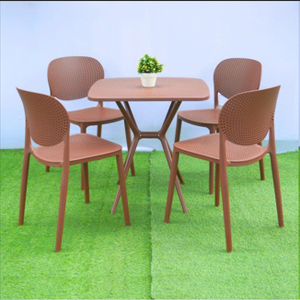 Brown High-End Modern Molded Plastic <b>Garden</b> <b>Chair</b> with Holes-Waterproof Durable Comfortable & <b>Stackable</b> Outdoor Furniture - Product Image 2