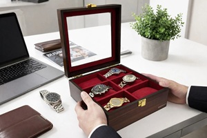 EcoWuuD 4-BY-4-Takai-Box Boîte à montres en bois (marron, capacité 133 montres) Écologique, rangement suspendu durable - Product Image 2