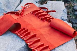 Porte-couteaux en cuir fait main, étui professionnel pour couteaux de chef, organiseur de rangement pour outils de cuisine LKR-0311 - Product Image 6
